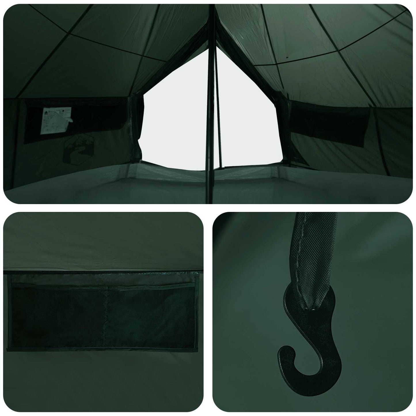 Tipi Tent Army Green 700 x 700 x 395 cm Polyester and Steel