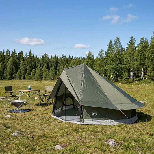 Tipi Tent 18-Person Army Green Polyester and Steel