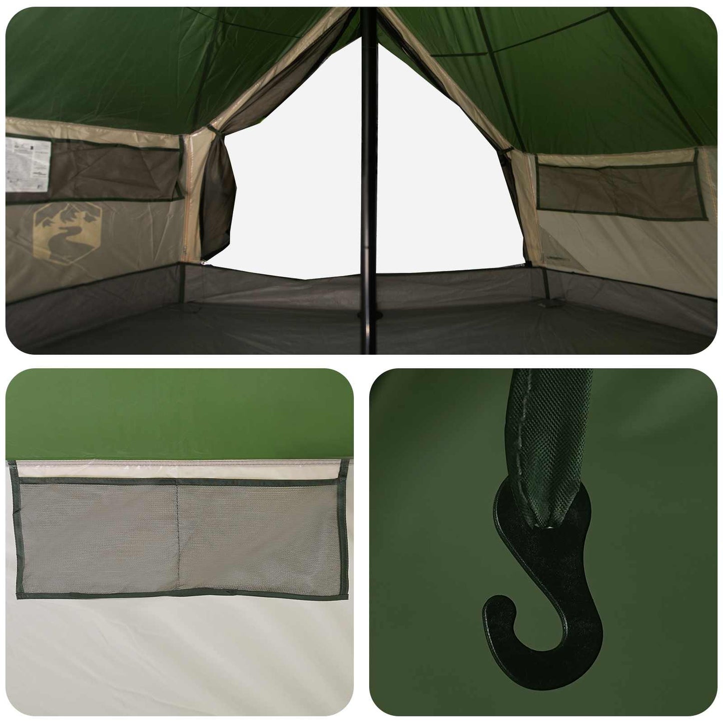 Tipi Tent Green 800 x 800 x 430 cm Polyester and Steel