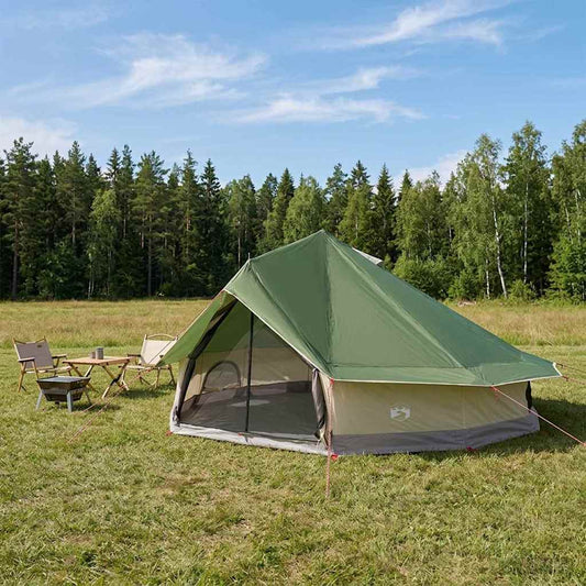 Tipi Tent 20-Person Green Polyester and Steel