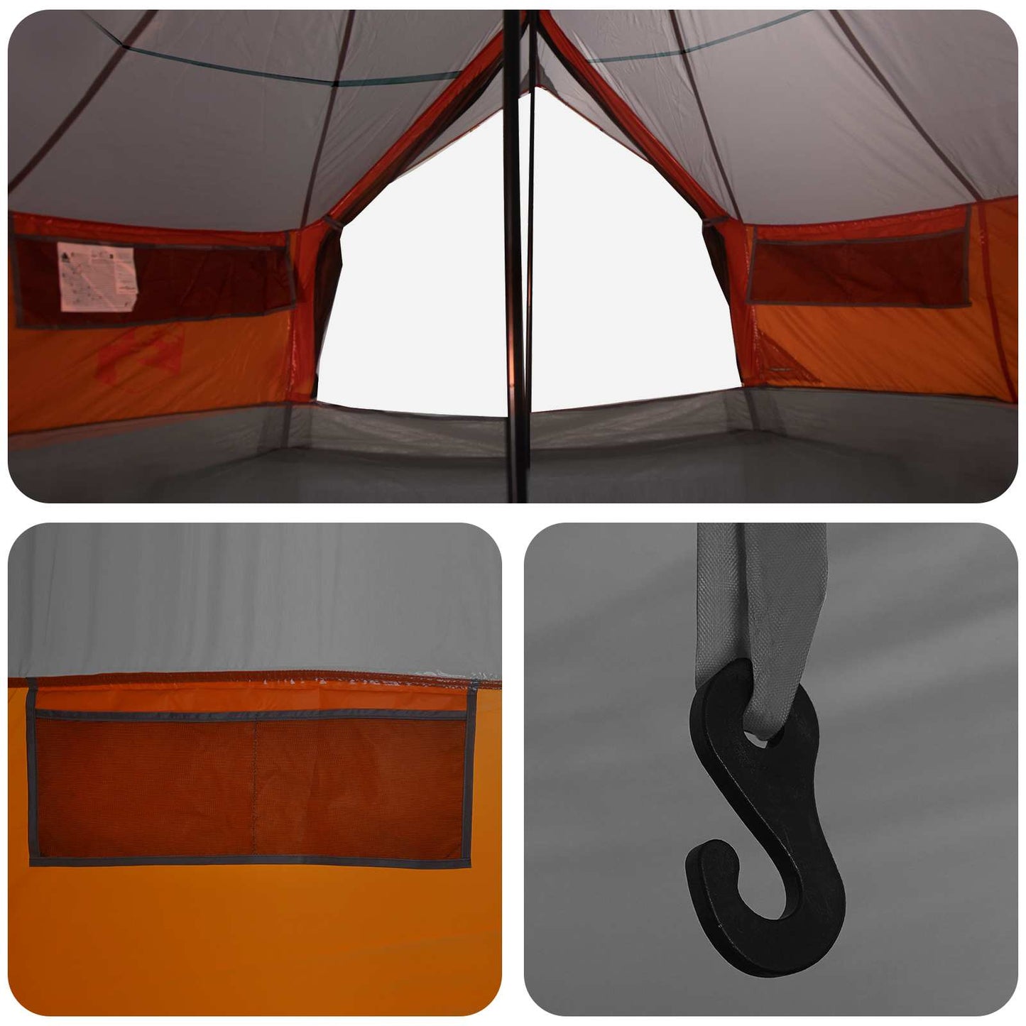 Tipi Tent with Roof Grey and Orange 800 x 800 x 430 cm