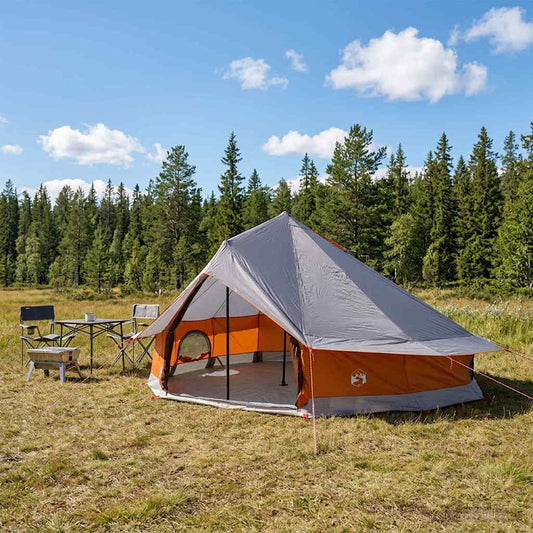 Tipi Tent 20-Person Grey and Orange Polyester and Steel