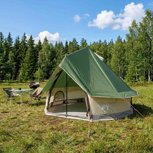 Tipi Tent 4-Person Green Polyester and Steel
