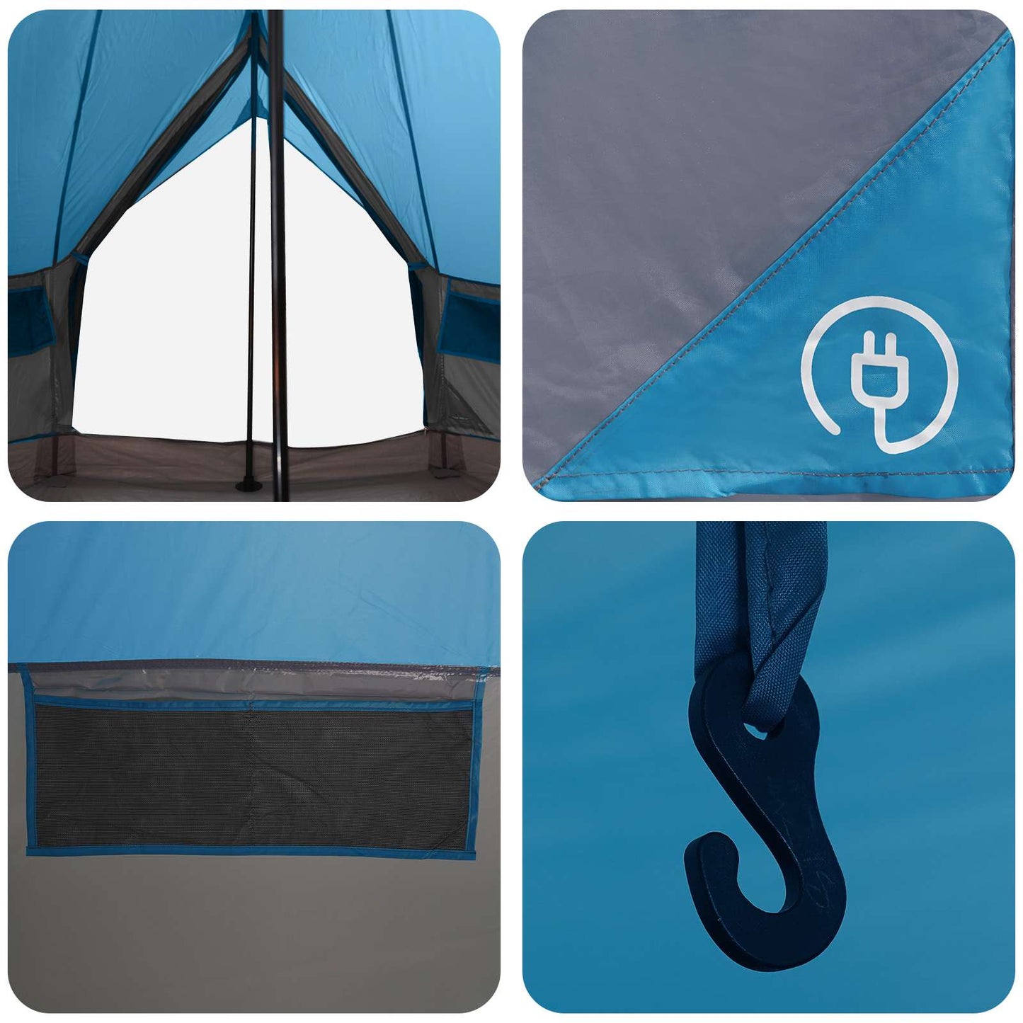 Tipi Tent with Roof Blue 250 x 250 cm Polyester and Steel
