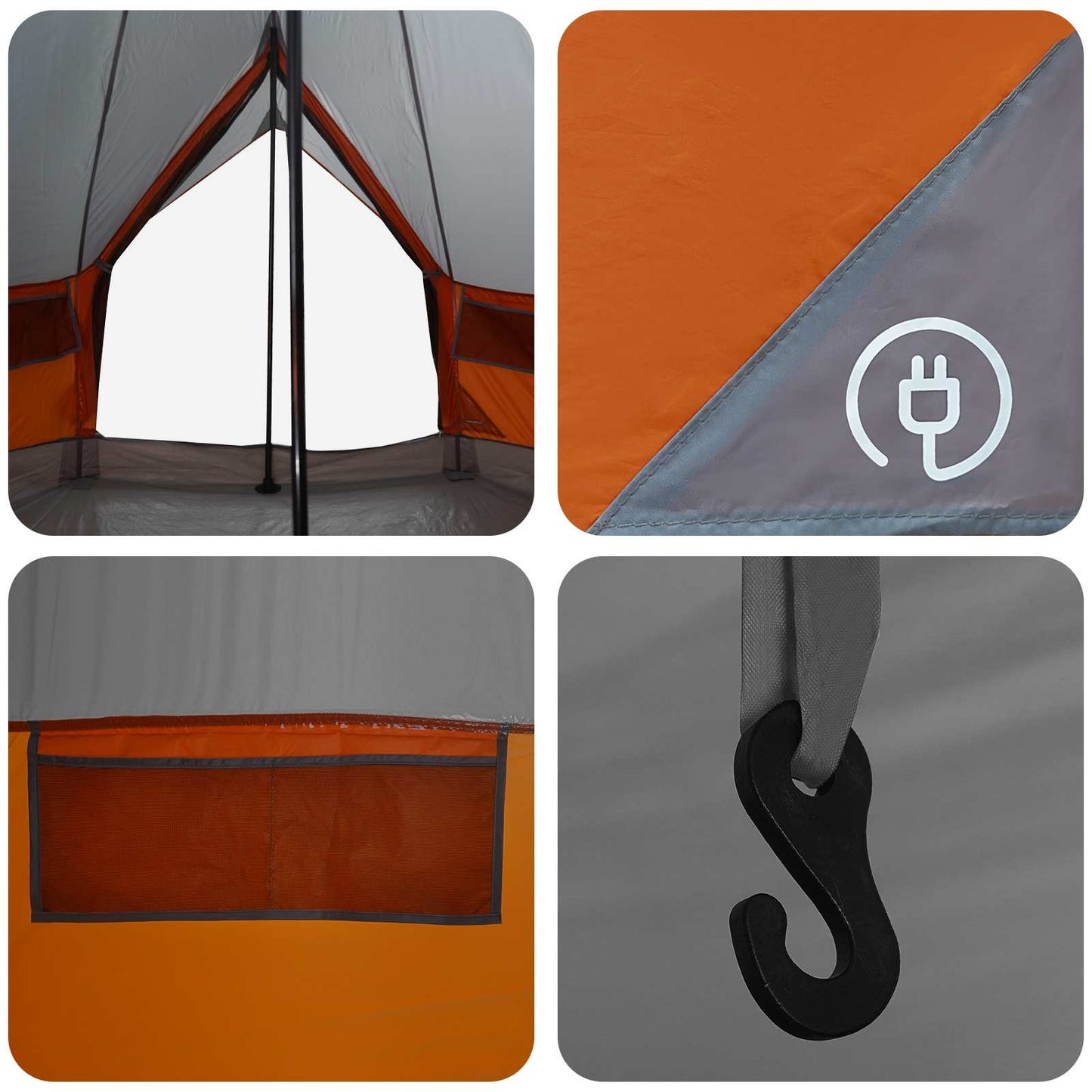Tipi Tent Grey and Orange 250 x 250 cm Polyester and Steel
