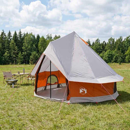 Tipi Tent 4-Person Grey and Orange Polyester and Steel