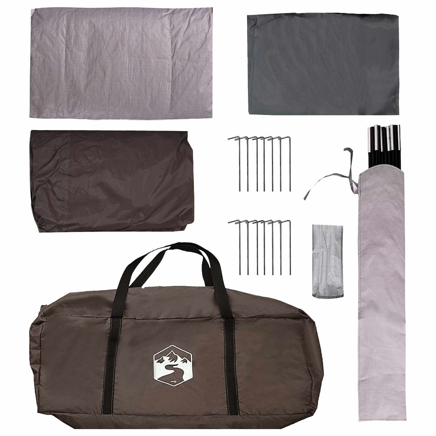 Family Tent with Roof Brown Grey 320 x 210 x 180 cm Polyester