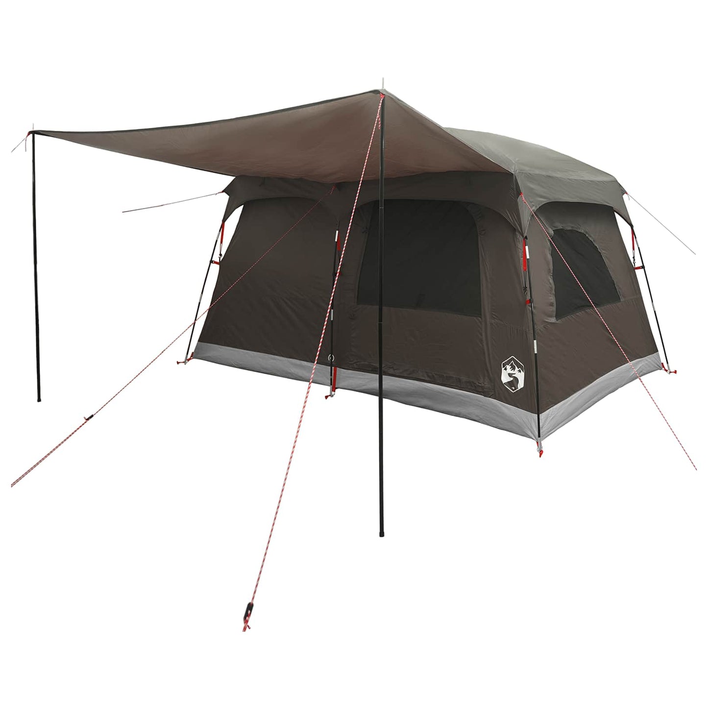 Family Tent with Roof Brown Grey 320 x 210 x 180 cm Polyester