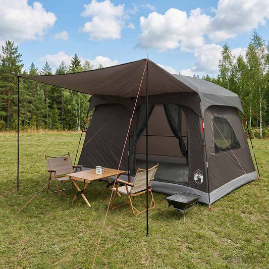 Family Tent 8-Person Brown Grey Polyester