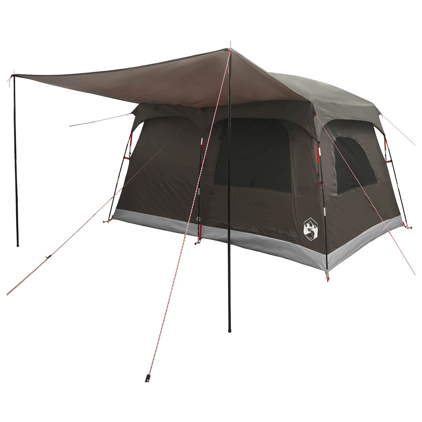 Family Tent with Roof Brown Grey 380 x 260 x 190 cm Polyester