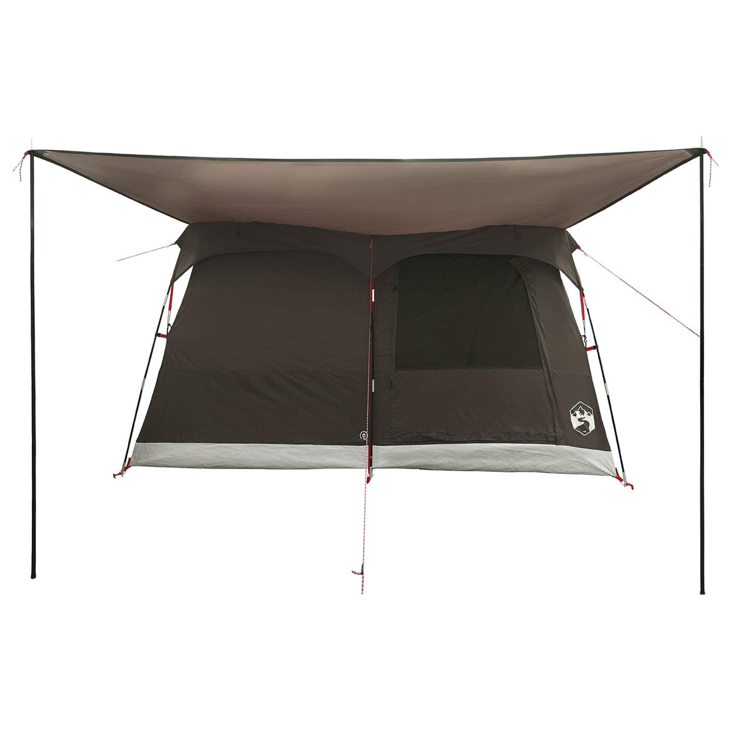 Family Tent with Roof Brown Grey 380 x 260 x 190 cm Polyester
