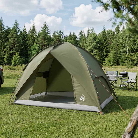 Camping Tent with Rainfly Water-resistant 4-Person Olive Green