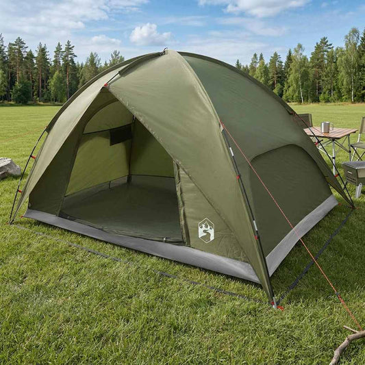 Camping Tent with Rainfly Water-resistant 4-Person Olive Green