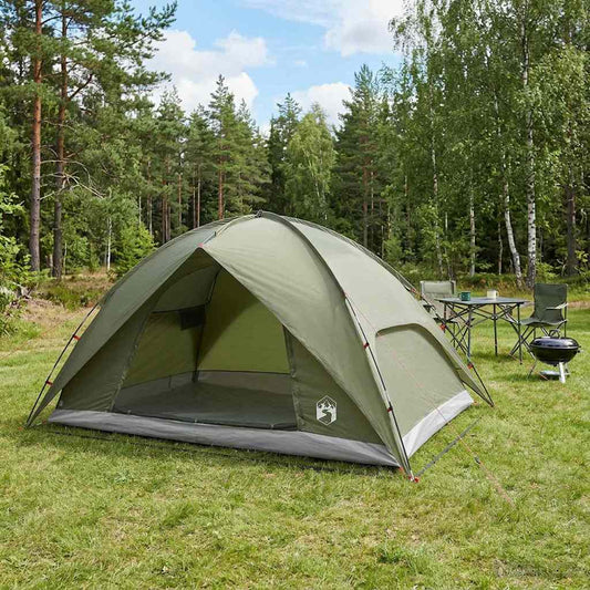 Camping Tent with Rainfly Water-resistant 4-Person Olive Green