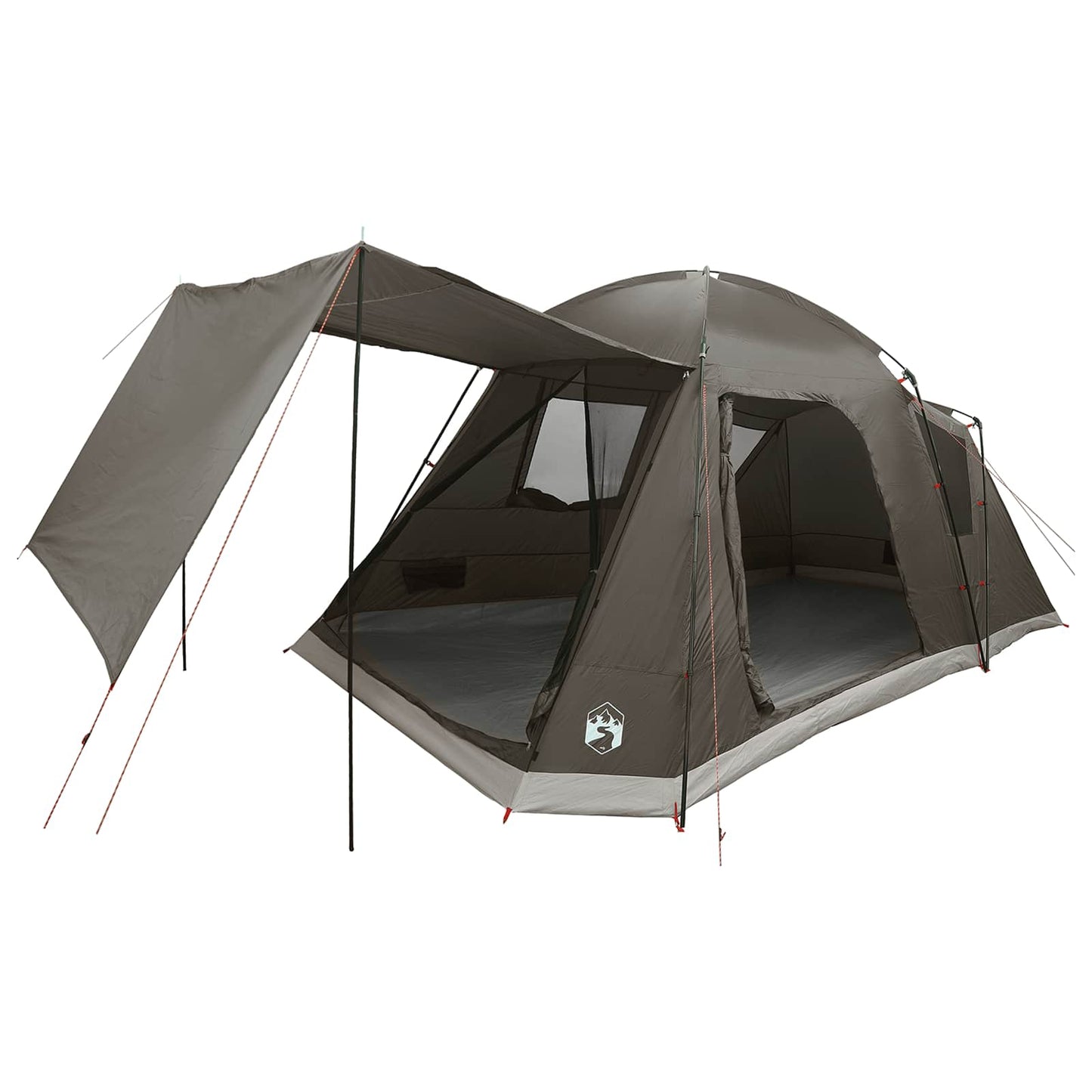 Cabin Tent with Roof Brown grey 8-Person Polyester and Steel