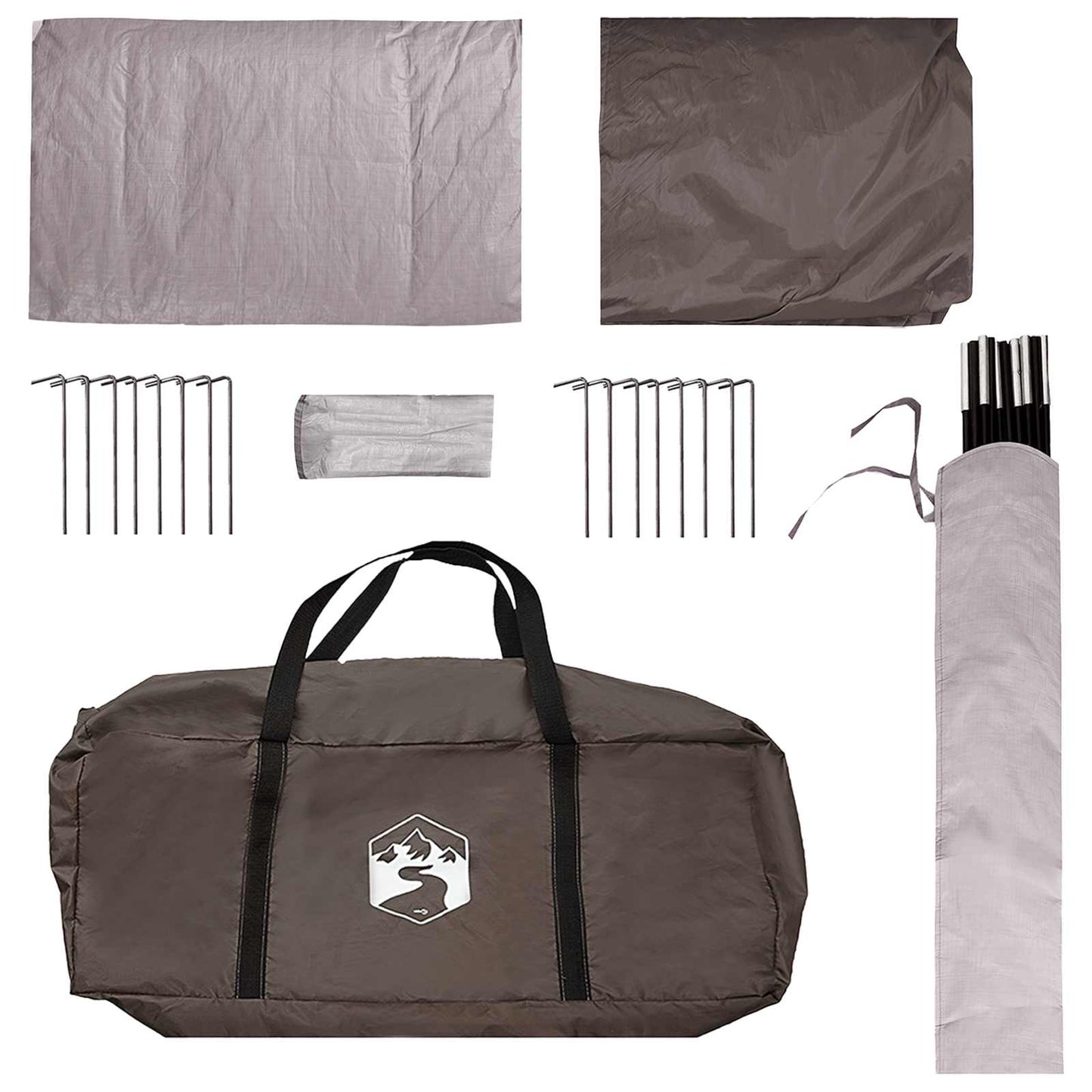 Cabin Tent with Roof Brown grey 6-Person Polyester and Steel