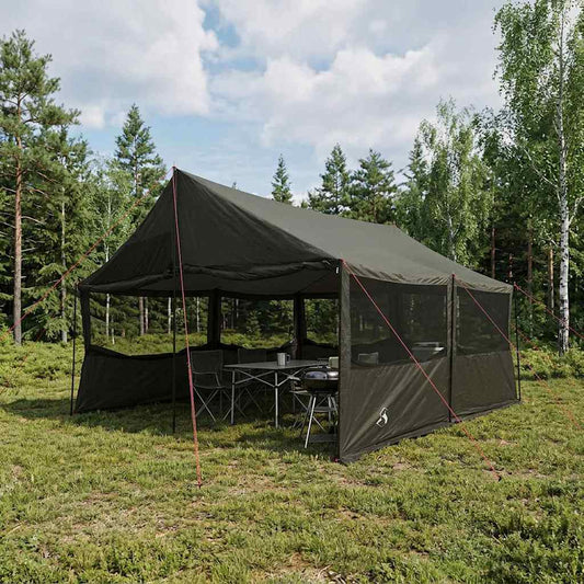 Family Tent Brown grey 450 x 400 x 265 cm Polyester and Steel