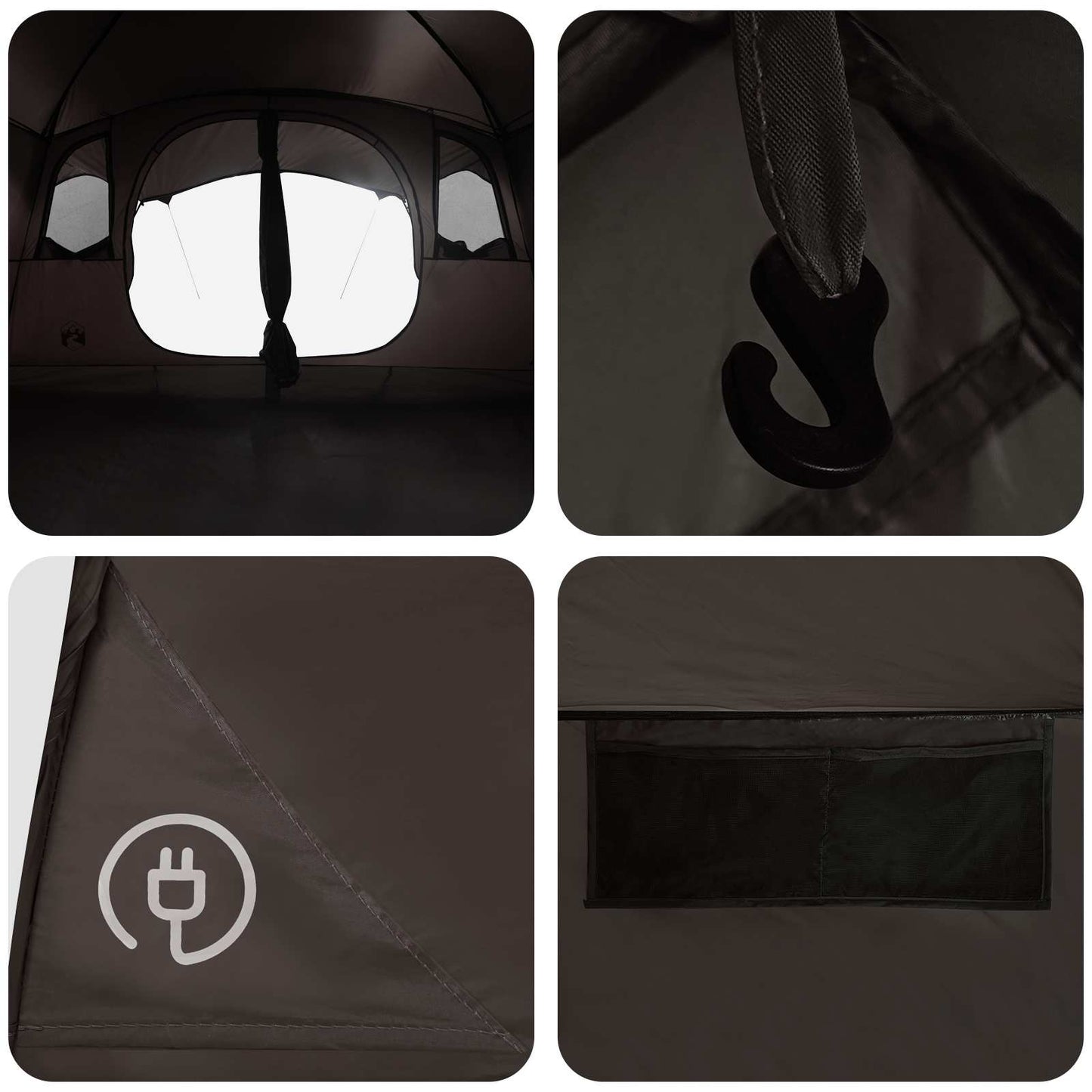 Tunnel Tent Brown Grey 427 x 305 x 205 cm Polyester and Steel