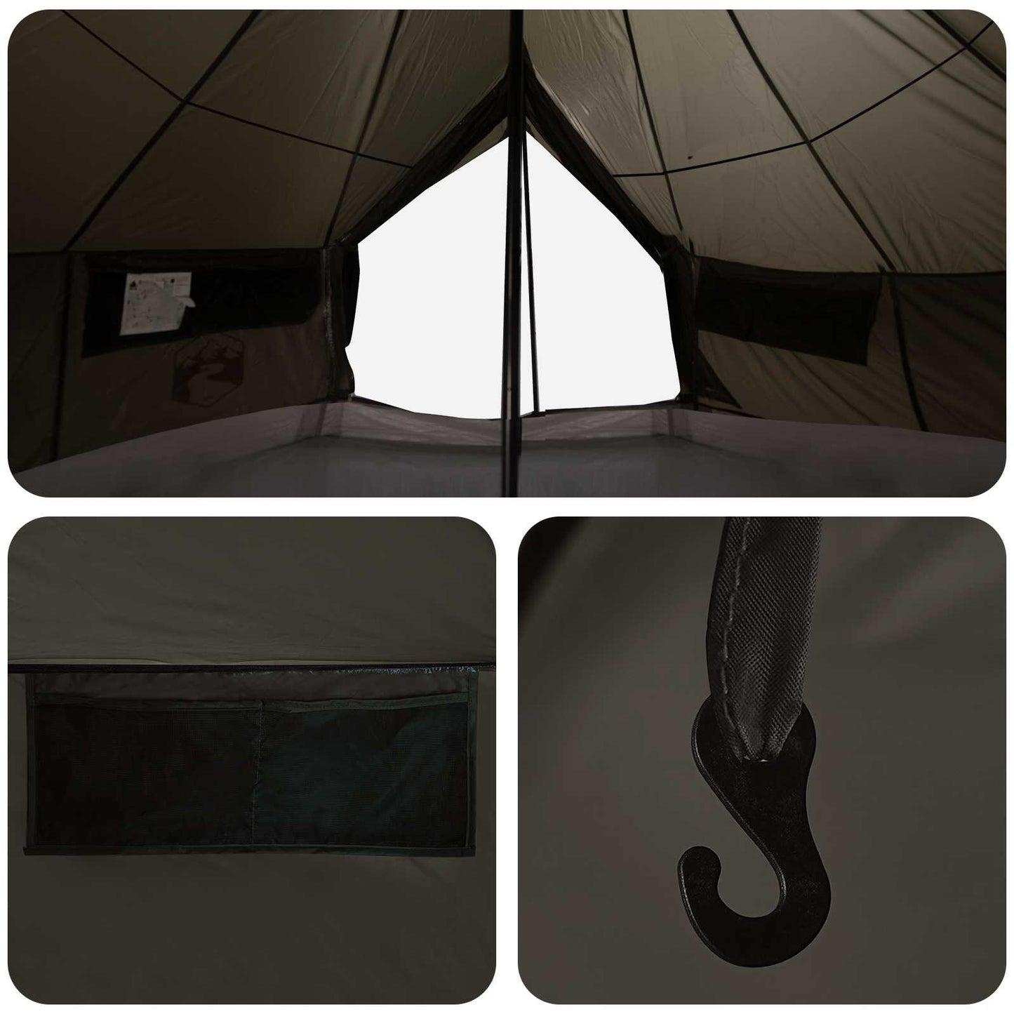 Tipi Tent Brown Grey 800 x 800 x 430 cm Polyester and Steel