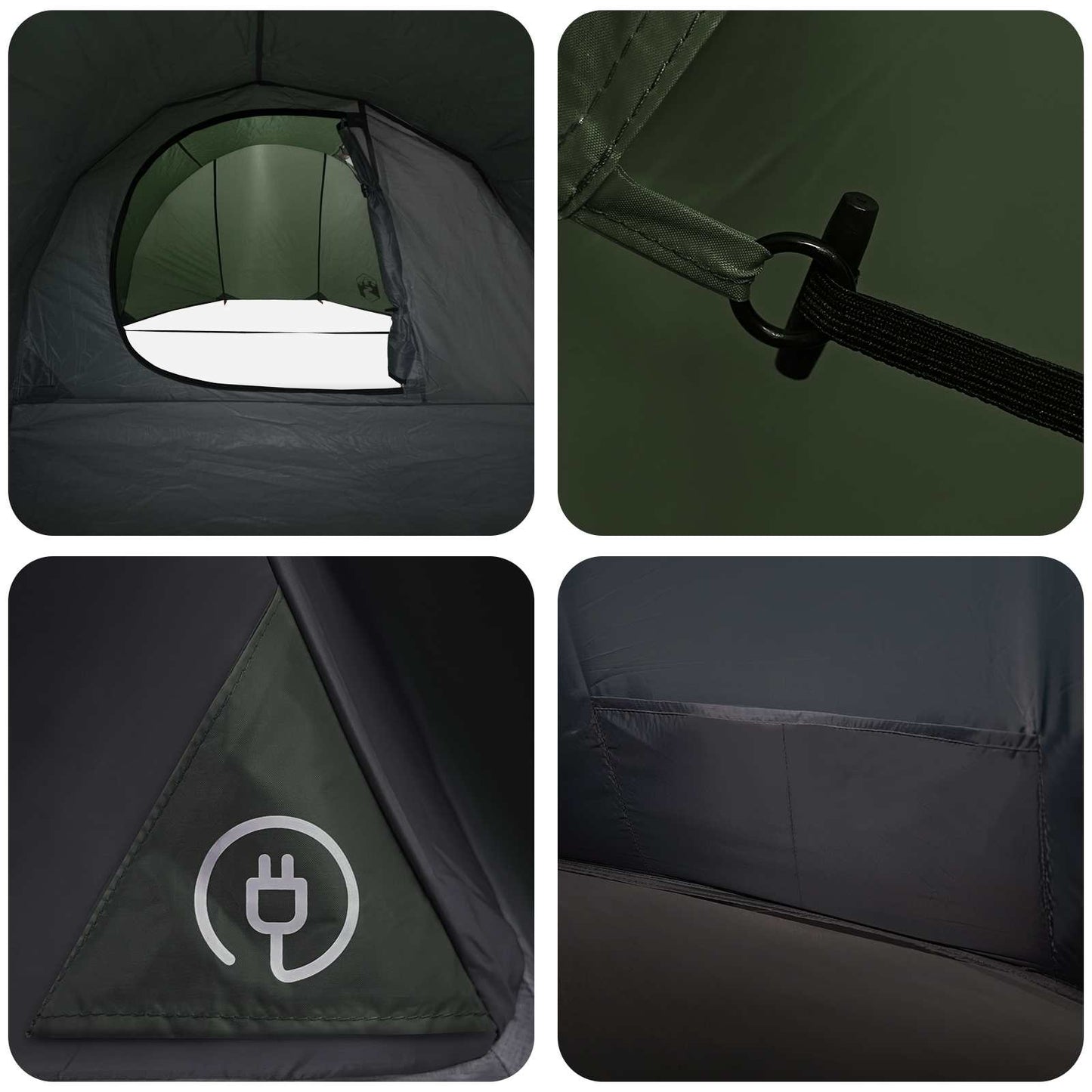 Tunnel Tent Olive Green 410 x 175 x 105 cm Polyester and Steel