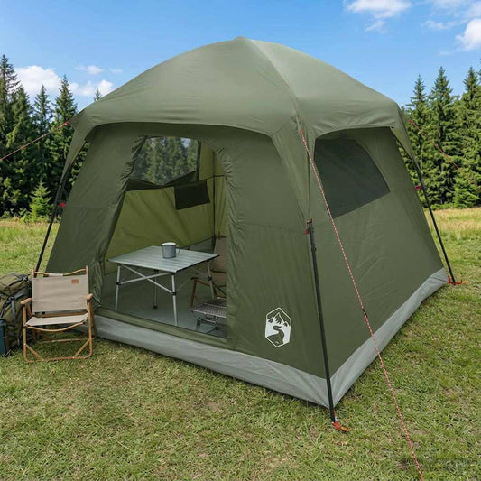 Cabin Tent Olive Green 244 x 213 x 183 cm Polyester and Steel