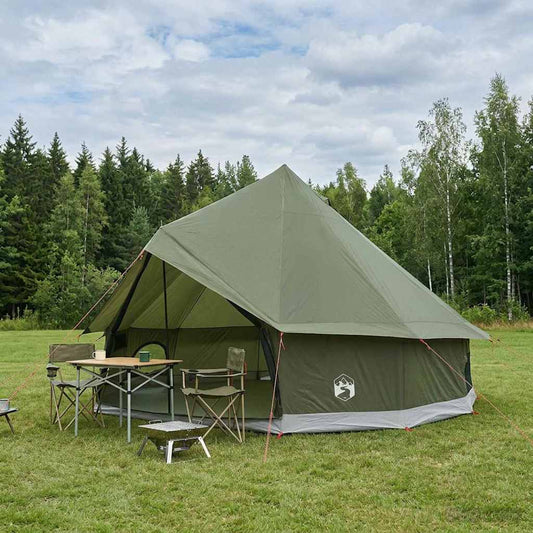 Tipi Tent 6-Person Olive Green Polyester and Steel