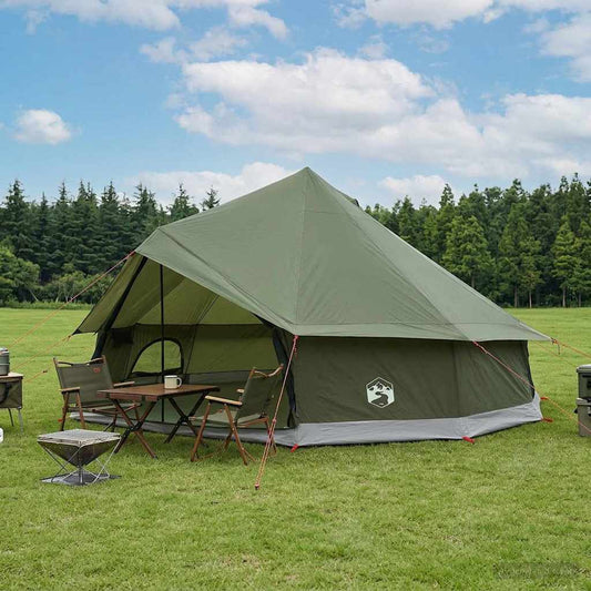 Tipi Tent 12-Person Olive Green Polyester and Steel