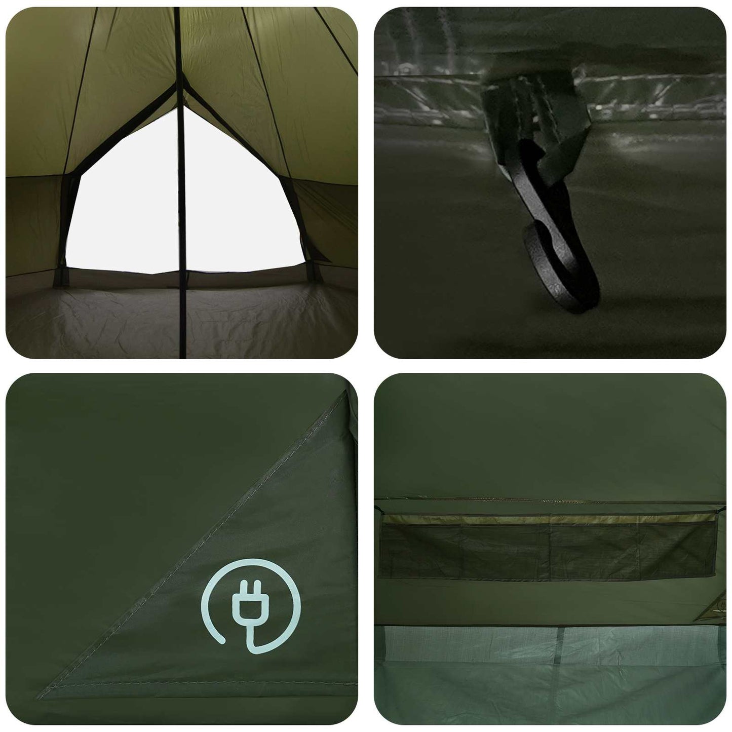 Tipi Tent Olive Green 500 x 500 x 300 cm Polyester and Steel