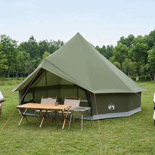 Tipi Tent 10-Person Olive Green Polyester and Steel