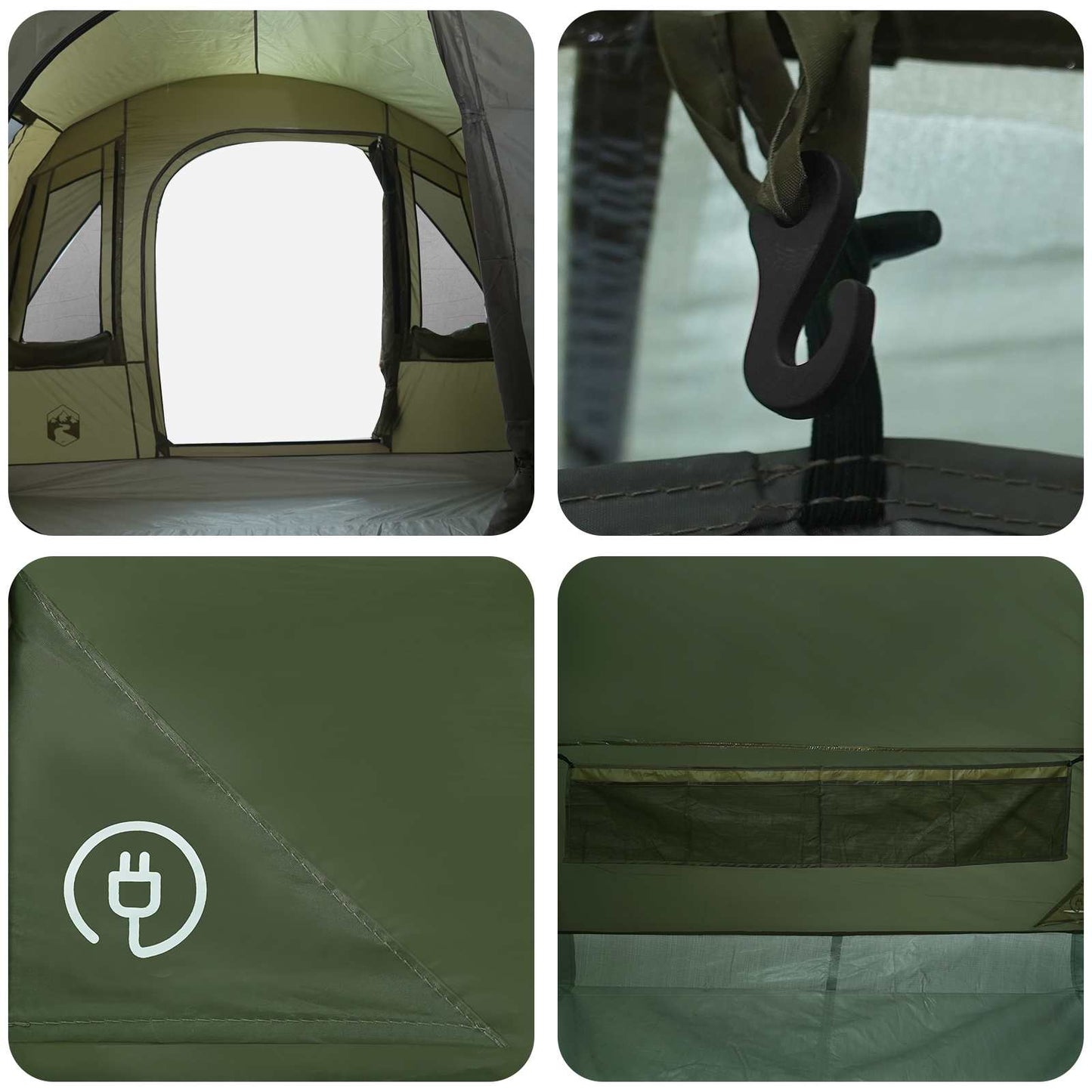 Tunnel Tent Olive Green 400 x 260 x 200 cm Polyester and Steel