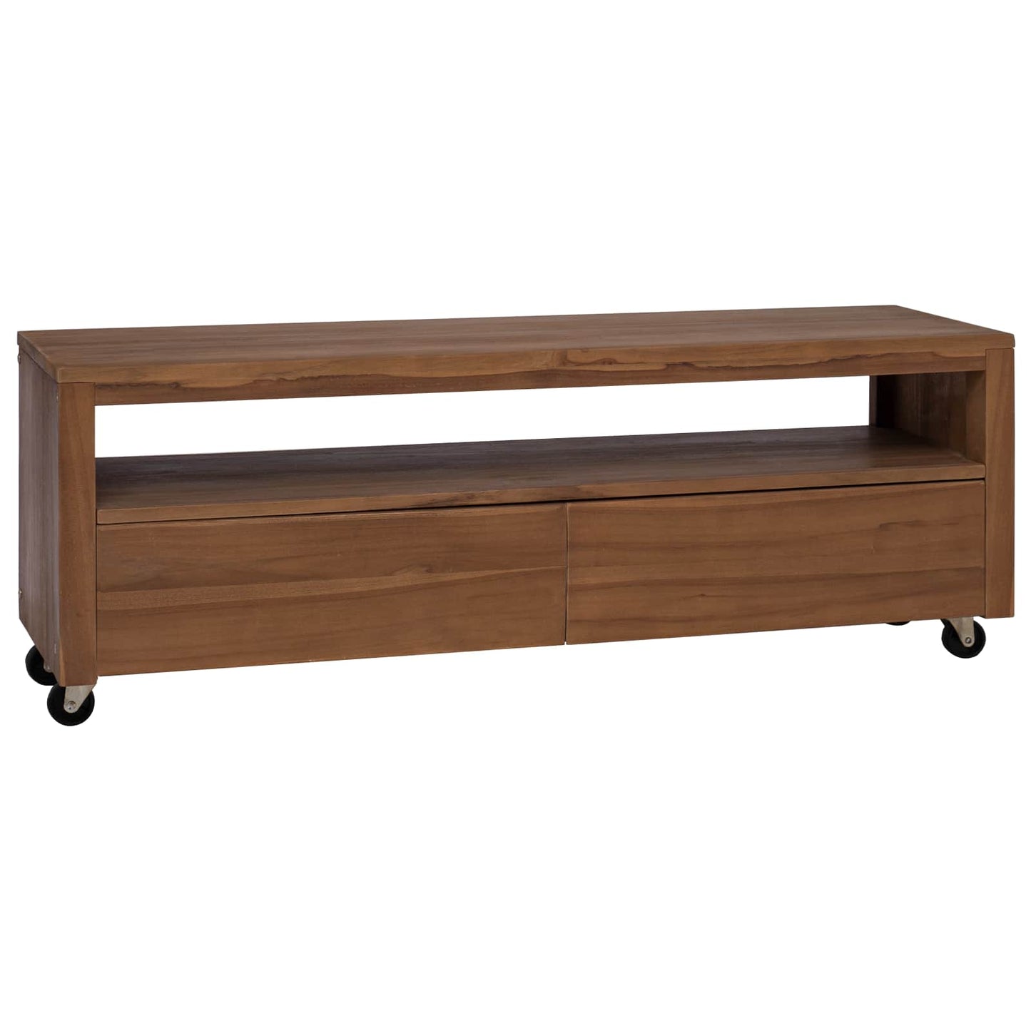 TV Cabinet 110 x 30 x 40 cm Natural Solid Teak Wood