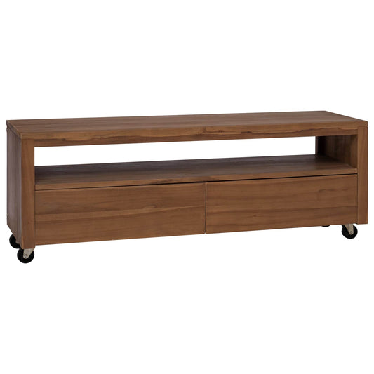 TV Cabinet 110 x 30 x 40 cm Natural Solid Teak Wood