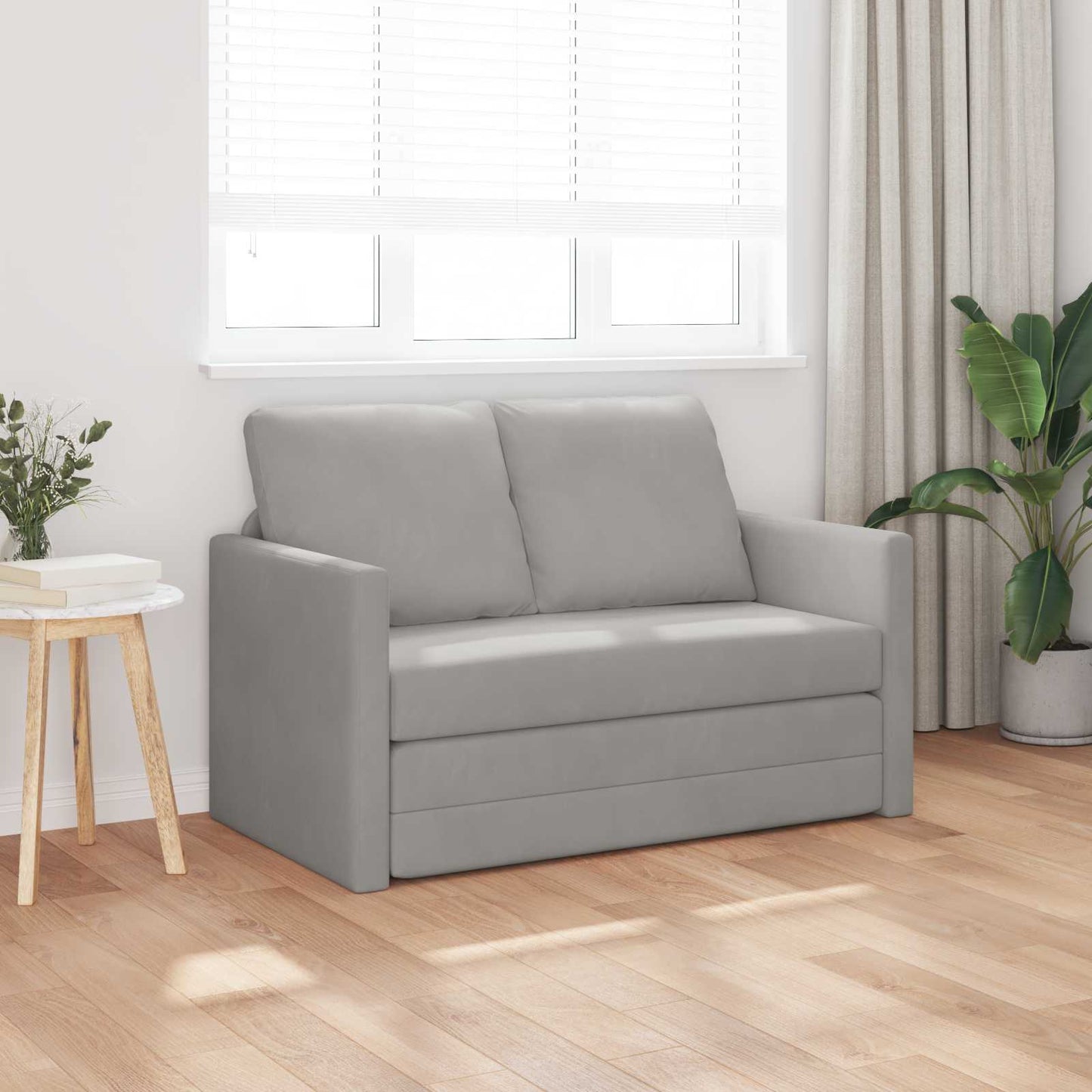 Folding Sofa Bed Light Grey 122 x 70 x 60 cm Velvet