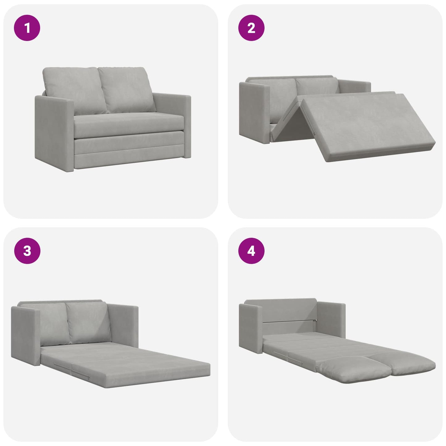Folding Sofa Bed Light Grey 122 x 70 x 60 cm Velvet