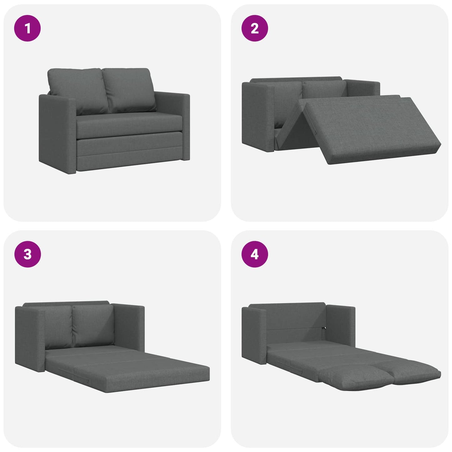 Folding Sofa Bed Dark Grey 112 x 60 x 55 cm Fabric