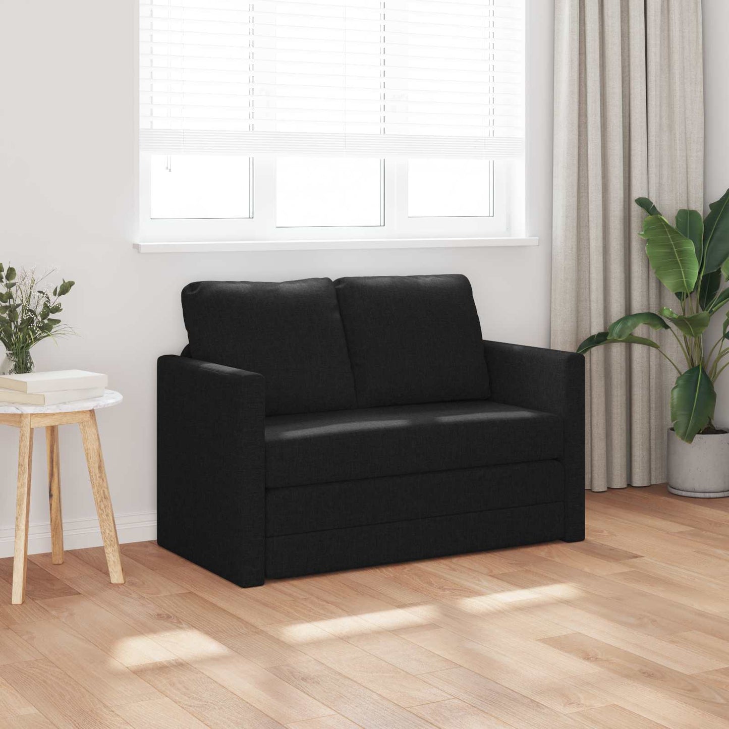 Folding Sofa Bed Black 112 x 60 x 55 cm Fabric