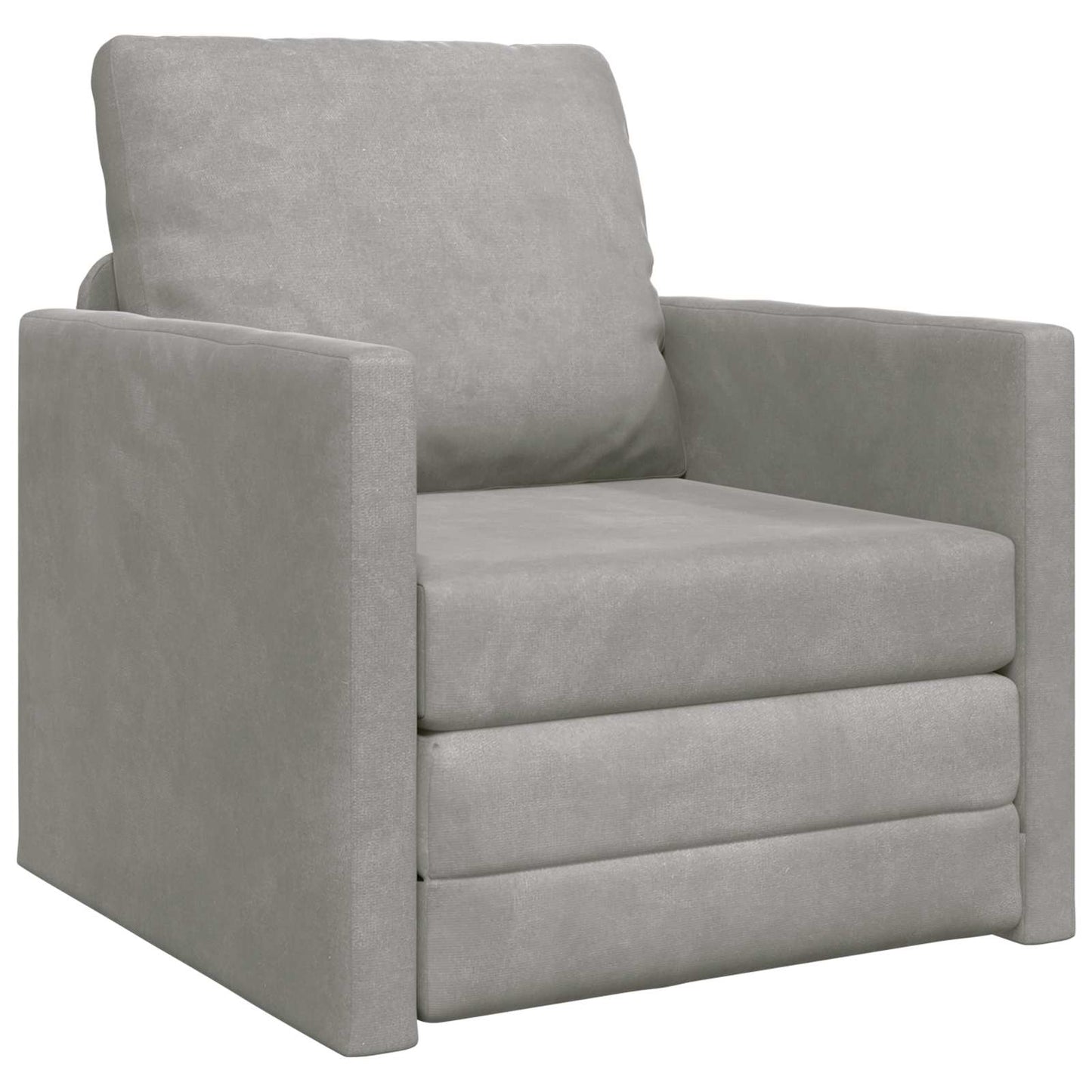 Folding Sofa Bed Light Grey 74 x 77 x 81 cm Velvet