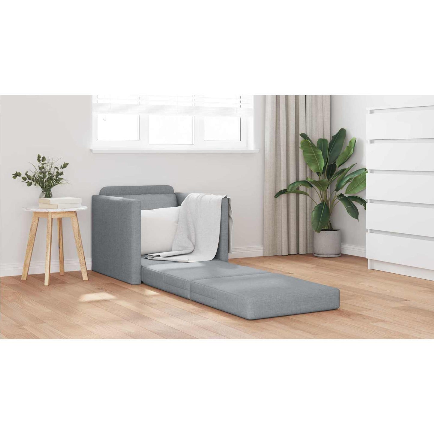 Folding Sofa Bed Light Grey 74 x 77 x 81 cm Fabric