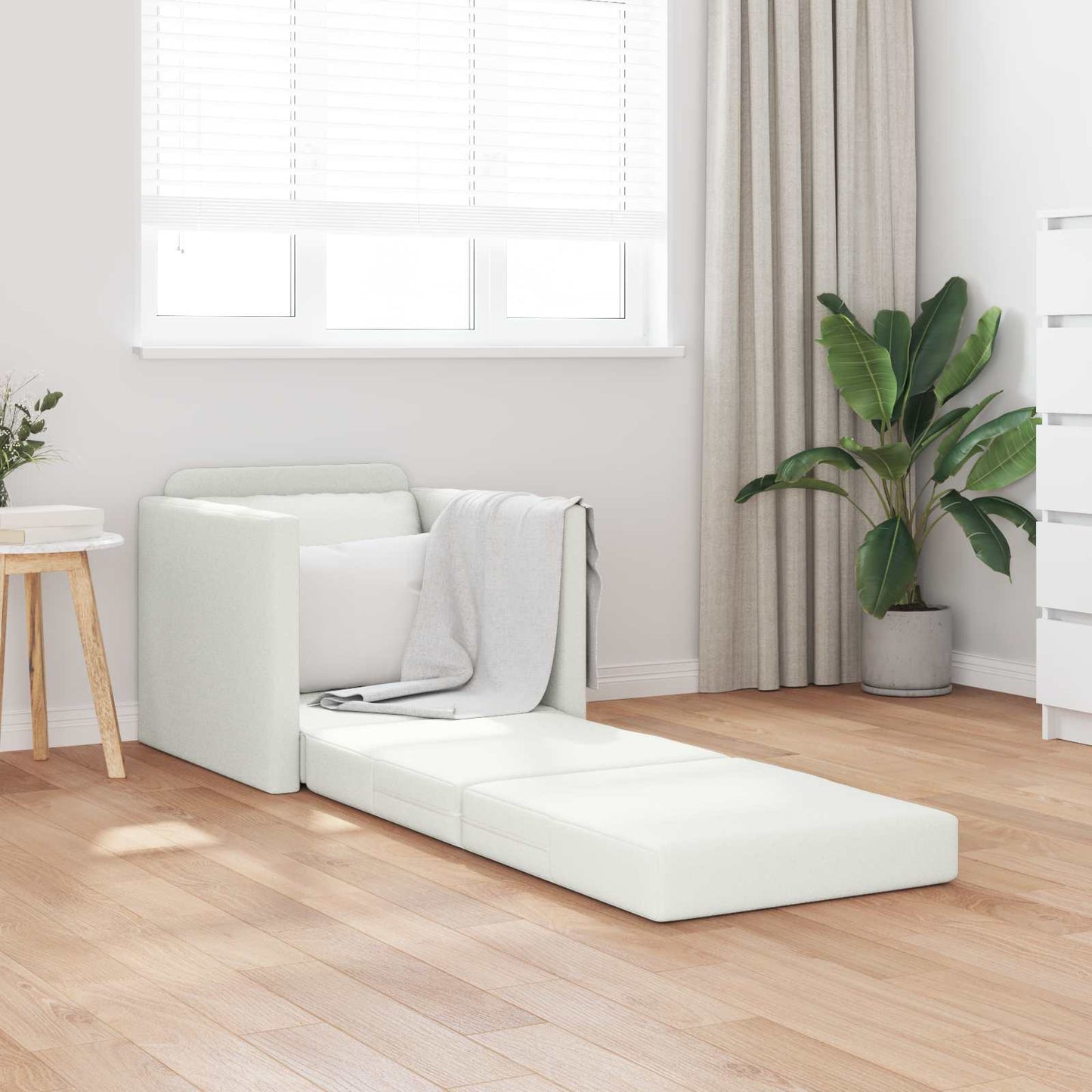 Folding Sofa Bed White 74 x 77 x 81 cm Faux Leather