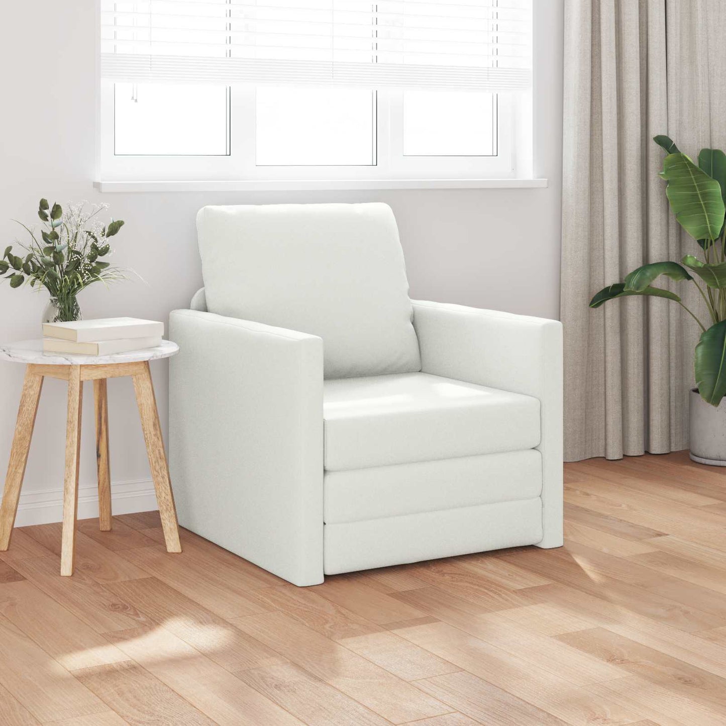 Folding Sofa Bed White 74 x 77 x 81 cm Faux Leather