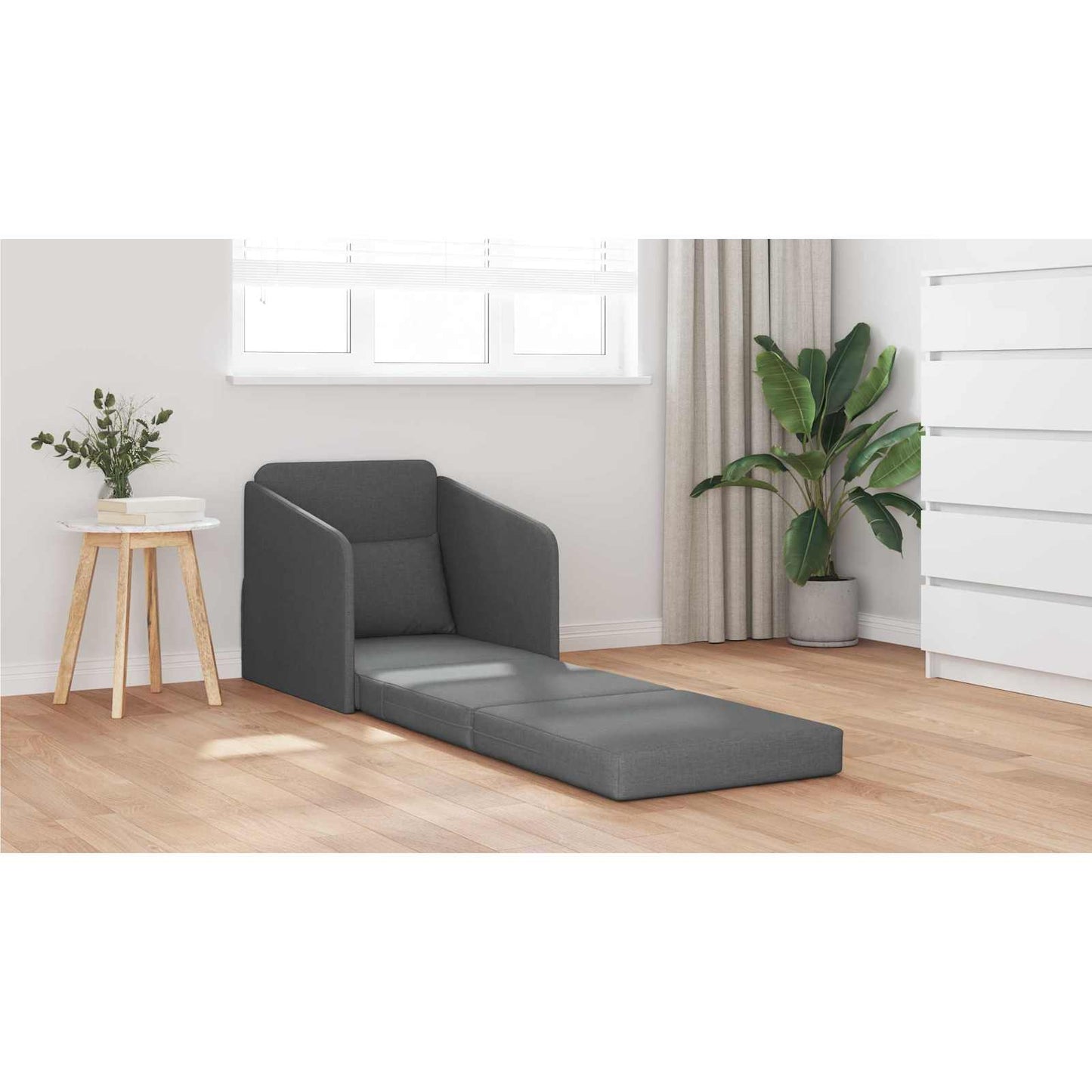 Folding Sofa Bed Dark Grey 65 x 80 x 83 cm Fabric