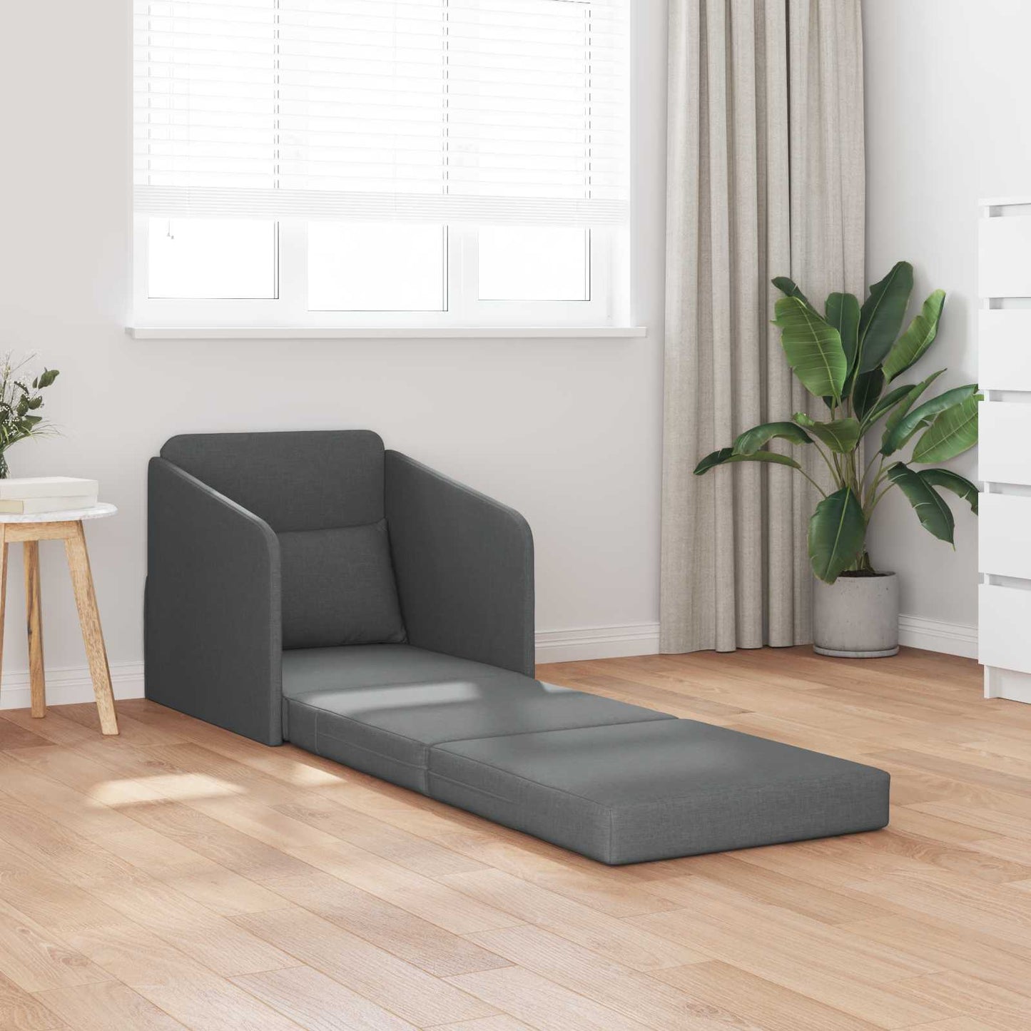 Folding Sofa Bed Dark Grey 65 x 80 x 83 cm Fabric