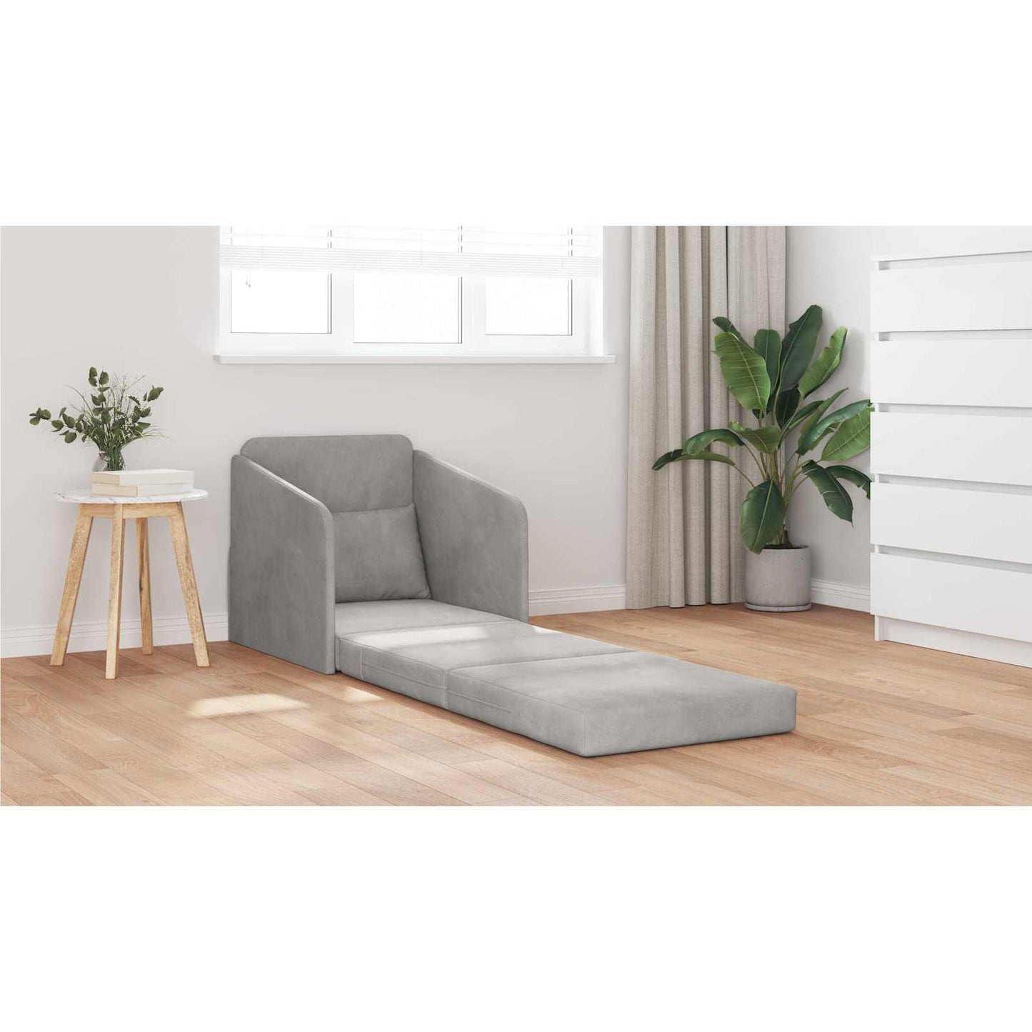 Folding Sofa Bed Light Grey 65 x 80 x 83 cm Velvet