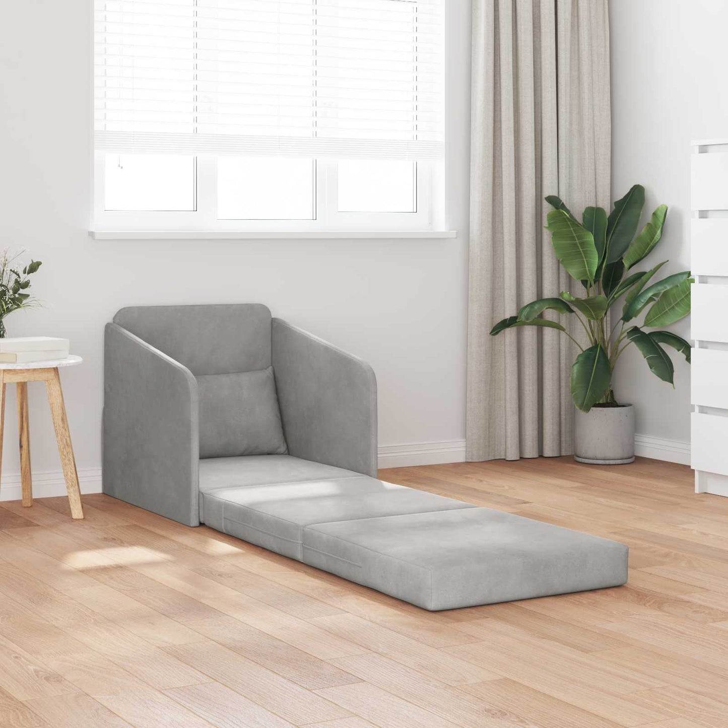 Folding Sofa Bed Light Grey 65 x 80 x 83 cm Velvet