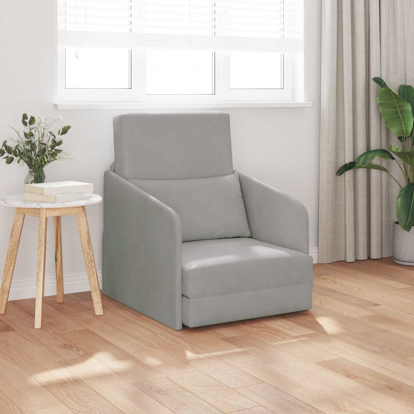 Folding Sofa Bed Light Grey 65 x 80 x 83 cm Velvet