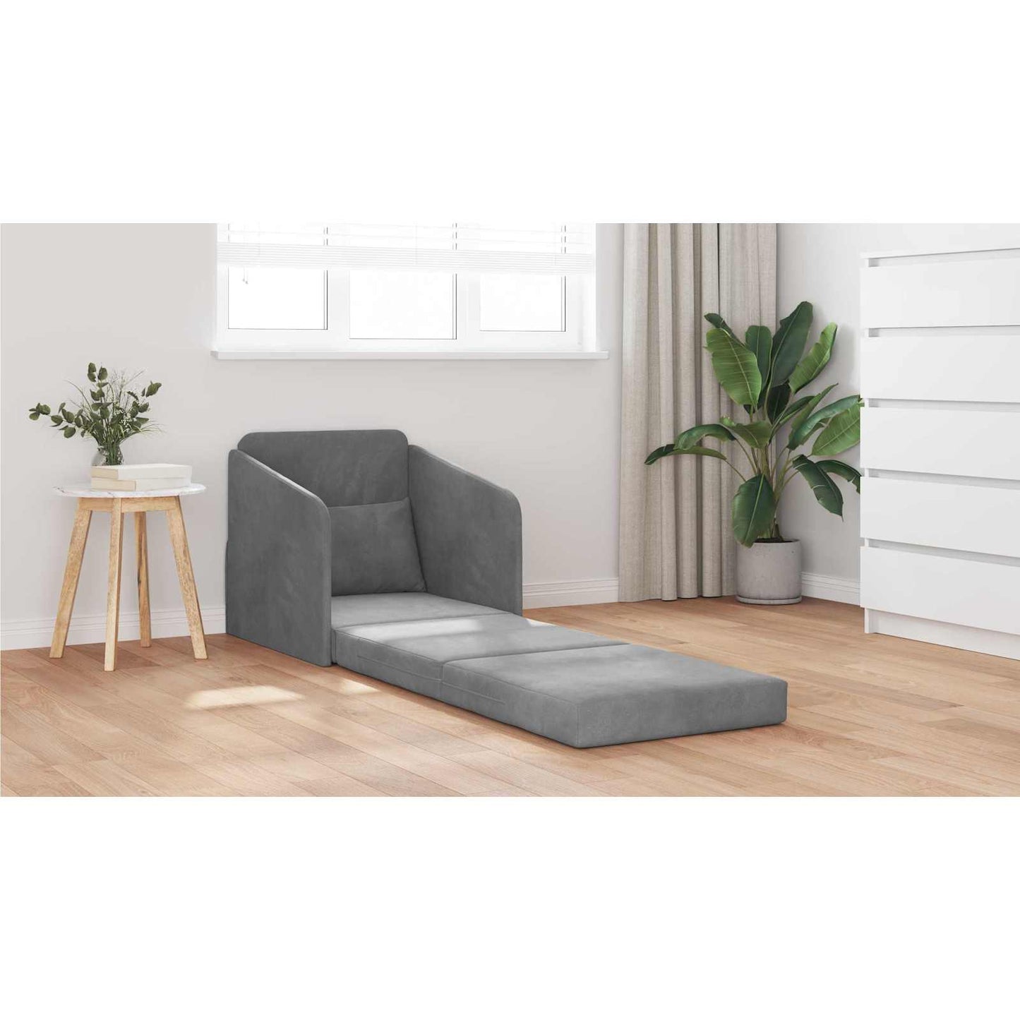 Folding Sofa Bed Dark Grey 65 x 80 x 83 cm Velvet