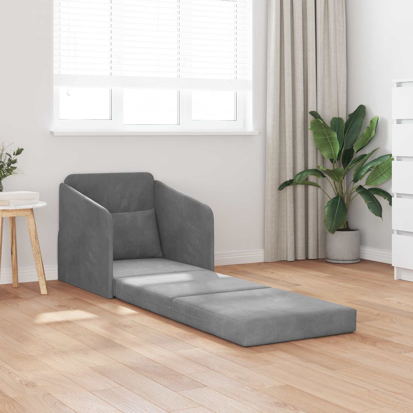 Folding Sofa Bed Dark Grey 65 x 80 x 83 cm Velvet