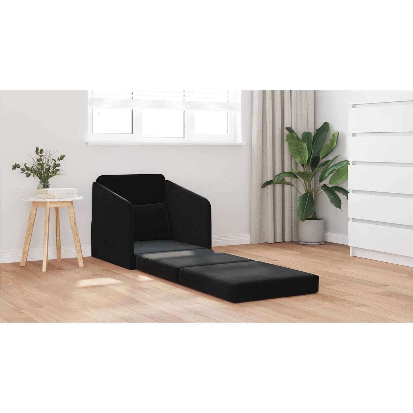 Folding Sofa Bed Black 65 x 80 x 83 cm Velvet