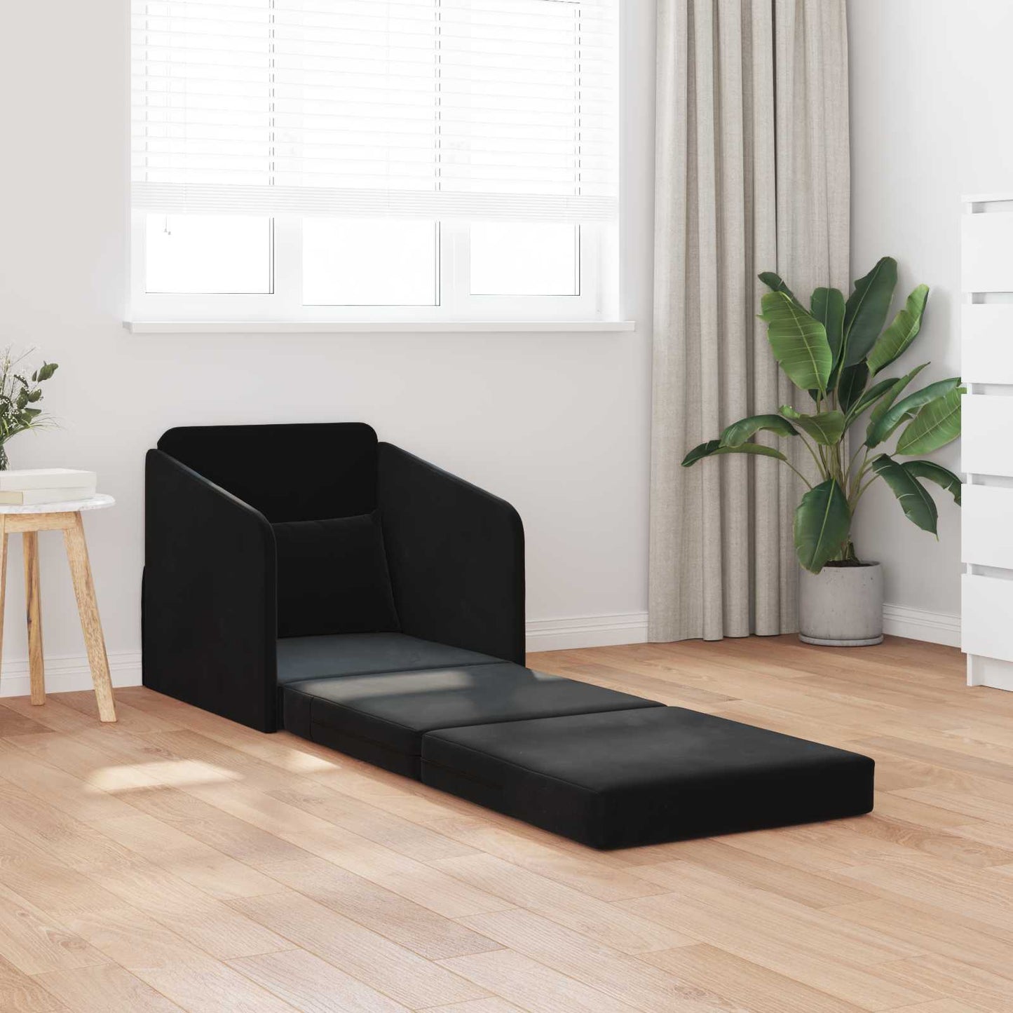 Folding Sofa Bed Black 65 x 80 x 83 cm Velvet