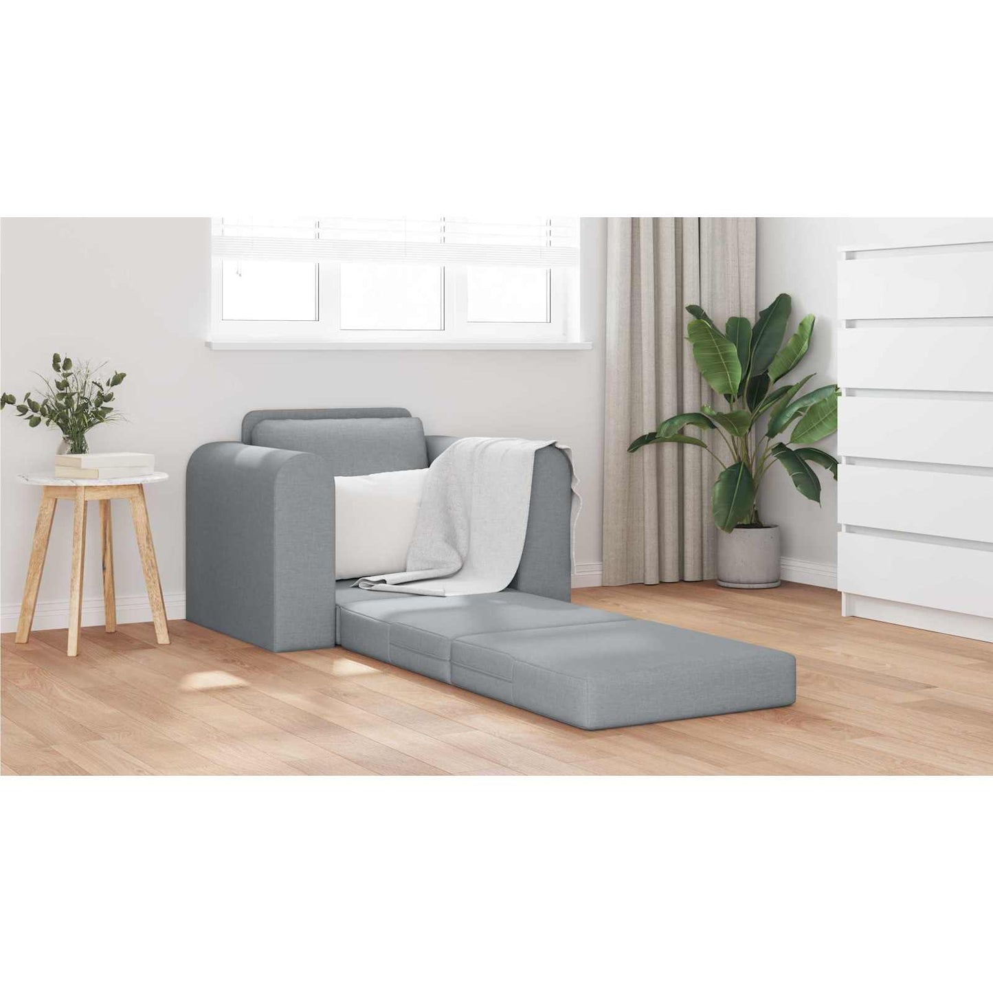 Folding Sofa Bed Light Grey 98 x 71 x 83 cm Fabric